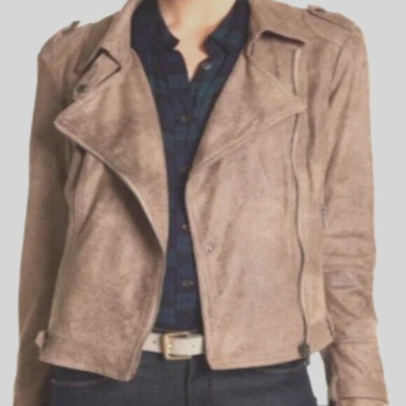BNCI by blanc noir Faux Suede Moto Jacket Sz S  #56G - Picture 2 of 10